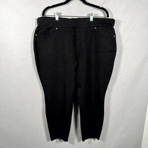 Lark + Grey Pants Womens 3X Black Viscose Pull On Slim Fit Comfort Tapered Leg
